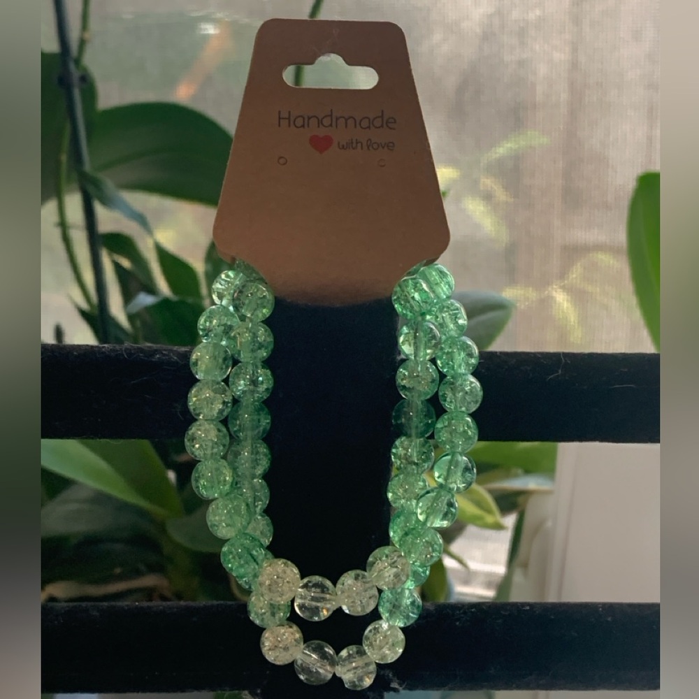 2 Glass Crackle Bead Bracelet Set